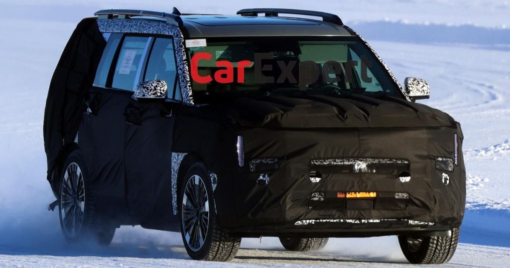 2027 Hyundai Santa Fe spied again, looking a little less weird